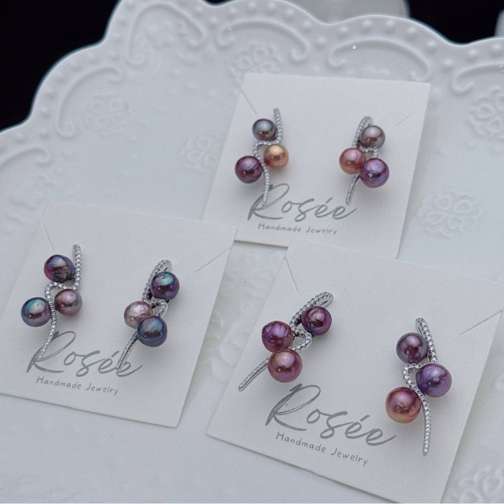 E228 S925 Freshwater Edison Baroque Pearl Earrings - Picture 3 of 5